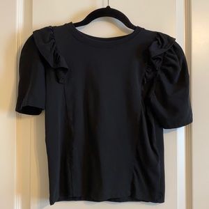 Like new cute black ruffle sleeves cropped top